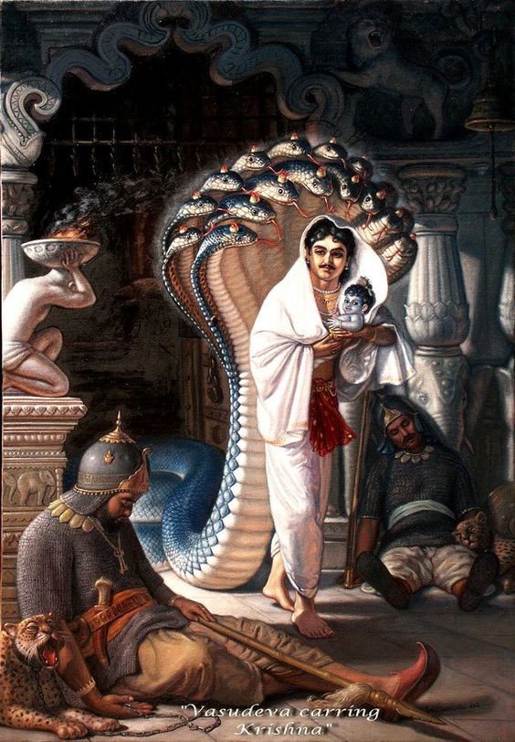 Vasudeva carregando Krishna