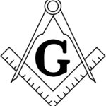 O esquadro e o compasso são ícones proeminentes na simbologia da Maçonaria. O "G" no centro simboliza Deus, também reconhecido nas Lojas como "O Grande Geómetra do Universo".